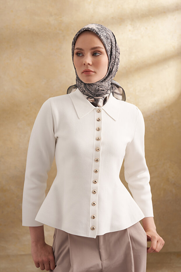 وشاح منقوش من الفليس فيسكوز جاردان - رمادي غامق - 3