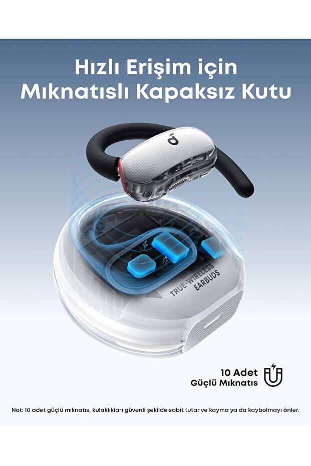 Soundcore V40i Open-Ear Bluetooth Kulaklık - IP55 - 21 Saat Oynatma - Bluetooth 5.4 - Beyaz - A3878 - 3