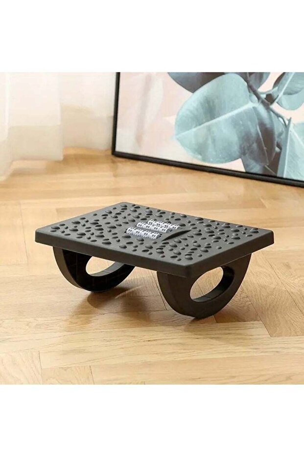 Rocking Foot Rest with Manual Massage Rollers (Black)