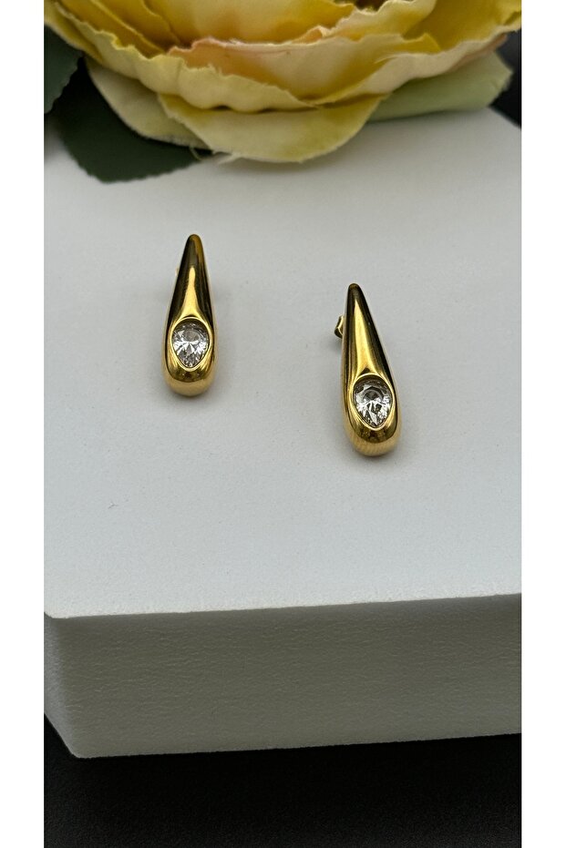 Damla Model Taşlı Küpe - 3