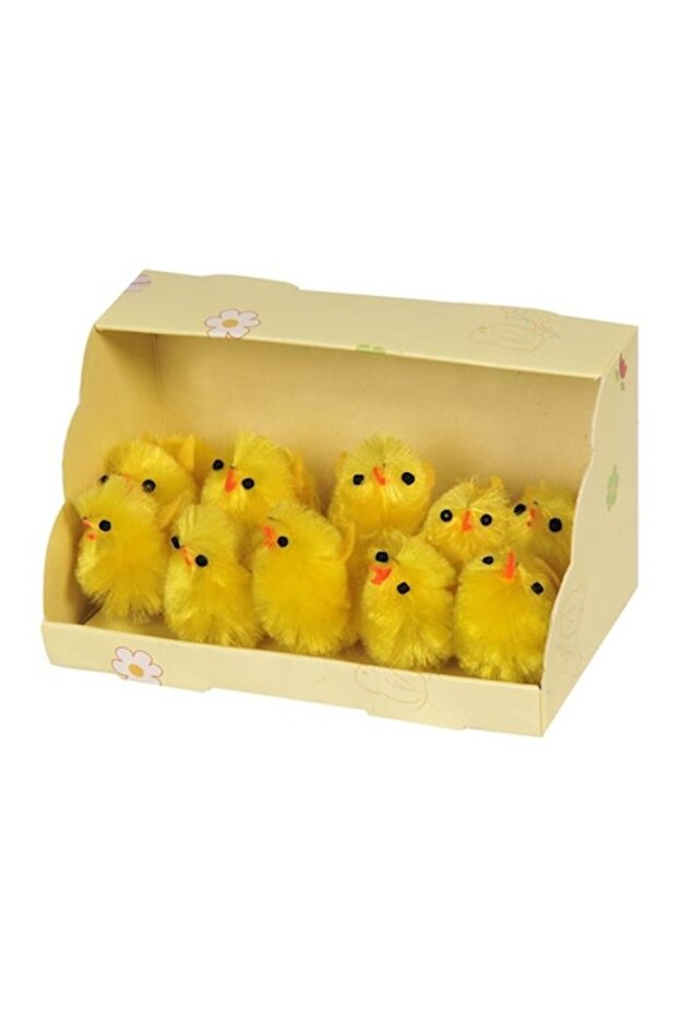 Set 10 decorative chicks for Easter, 3cm, yellow - 1