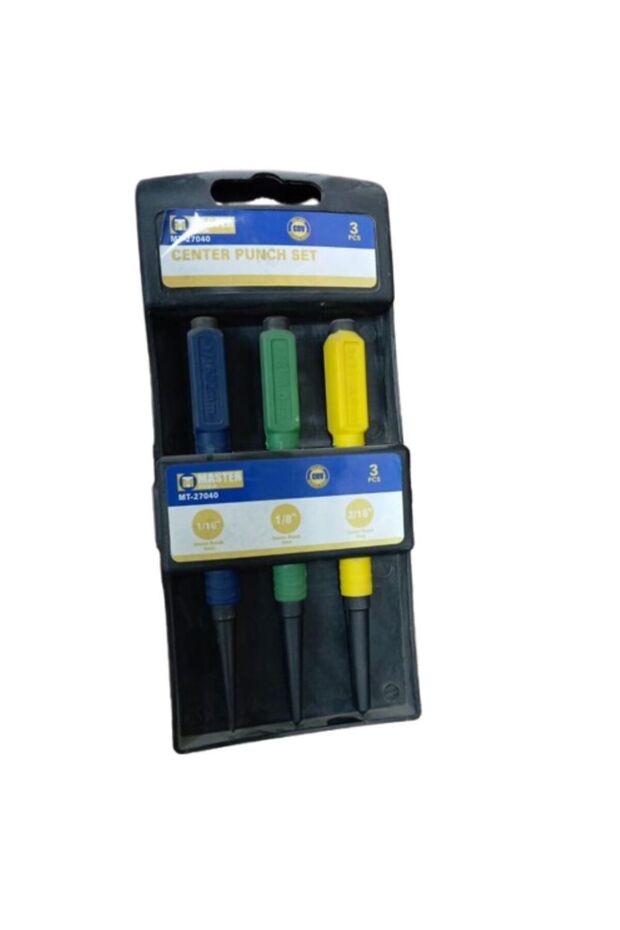 MASTER TOOL Centre Punch Set 3PCS – Hardened Steel Marking Tools for Metal, Wood & Plastic