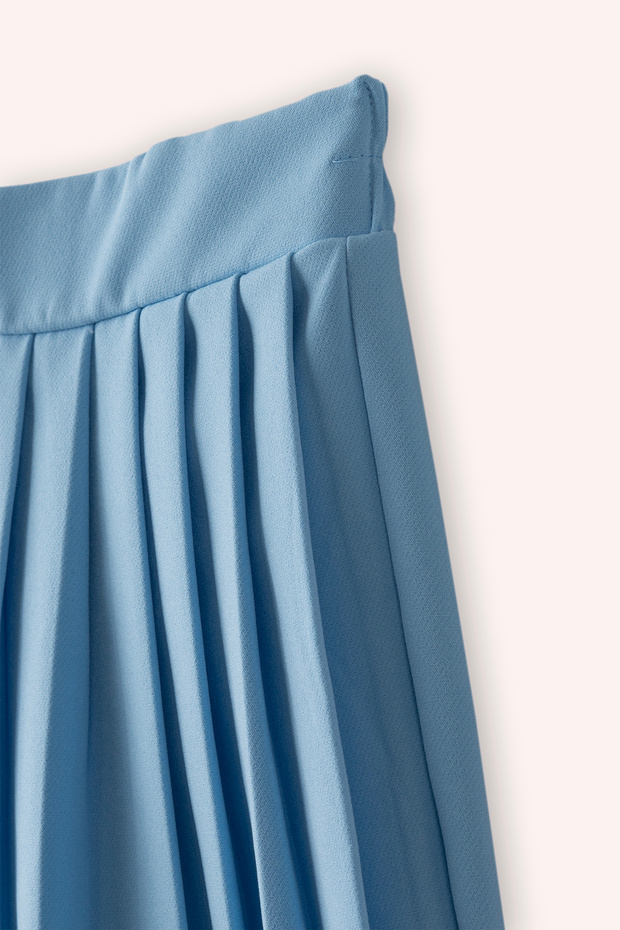 Kız Çocuk Piliseli Mavi Şort Etek - 2