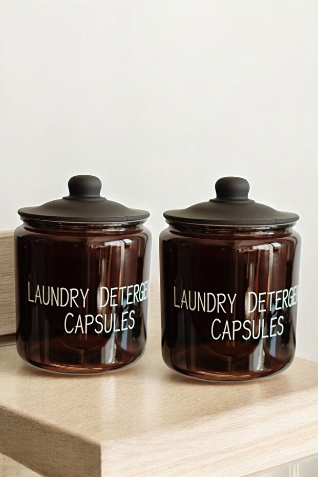 Amberclean Glass Black Vacuum Lid Detergent Jar 3800 ml 2 Pieces