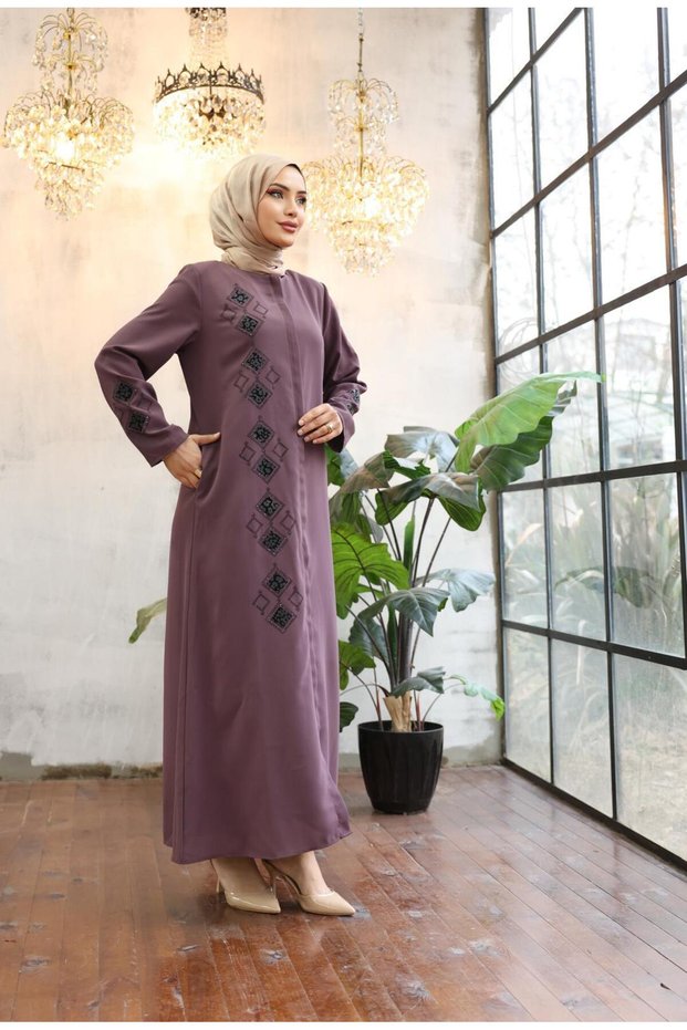 Women's Embroidered Patterned Pocket Detail Zippered Seasonal Tightening Pardez 2512
