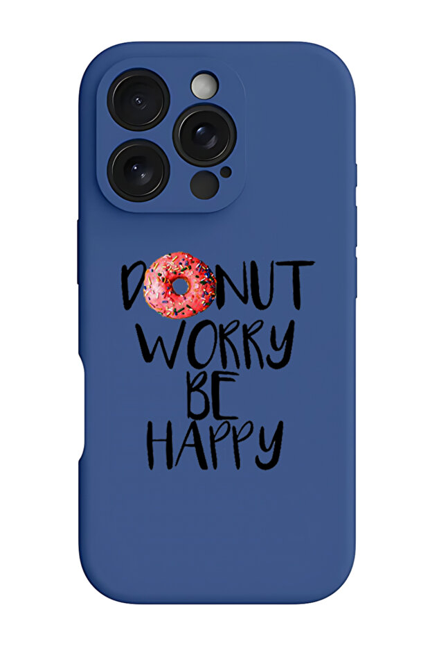 iPhone 16 Pro Blue Protective Liquid Silicone Shockproof Case - Donut worry be happy