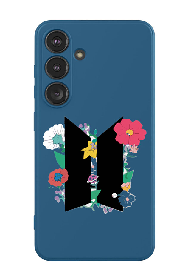 Protective Liquid Silicone Shockproof Case For Samsung Galaxy S24 Plus (Blue) - BTS floral B