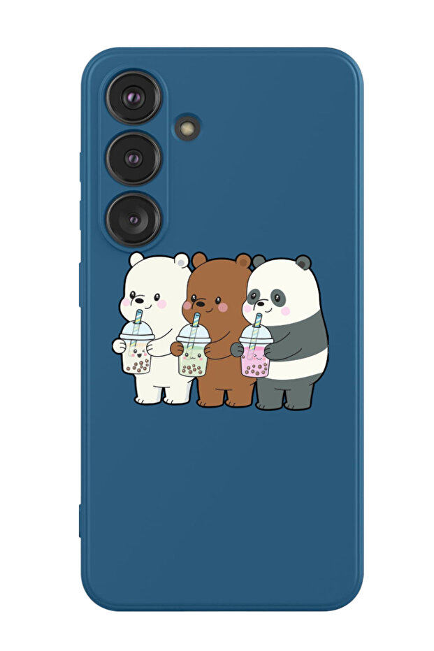 Protective Liquid Silicone Shockproof Case For Samsung Galaxy S24 Plus (Blue) - 3 Panda Drinking