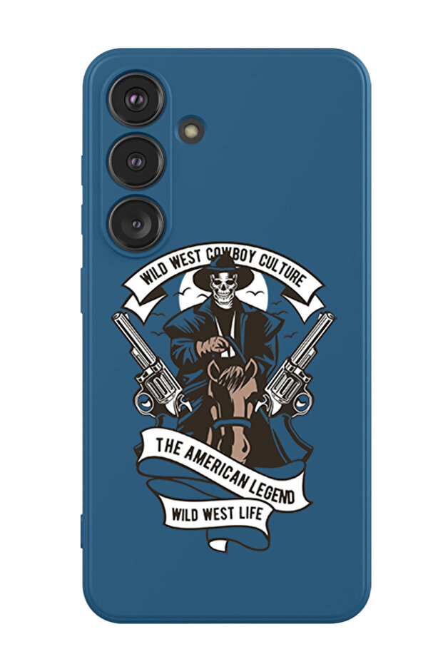 Protective Liquid Silicone Case For Samsung Galaxy S24 Plus (Blue) - Wild west cowboy