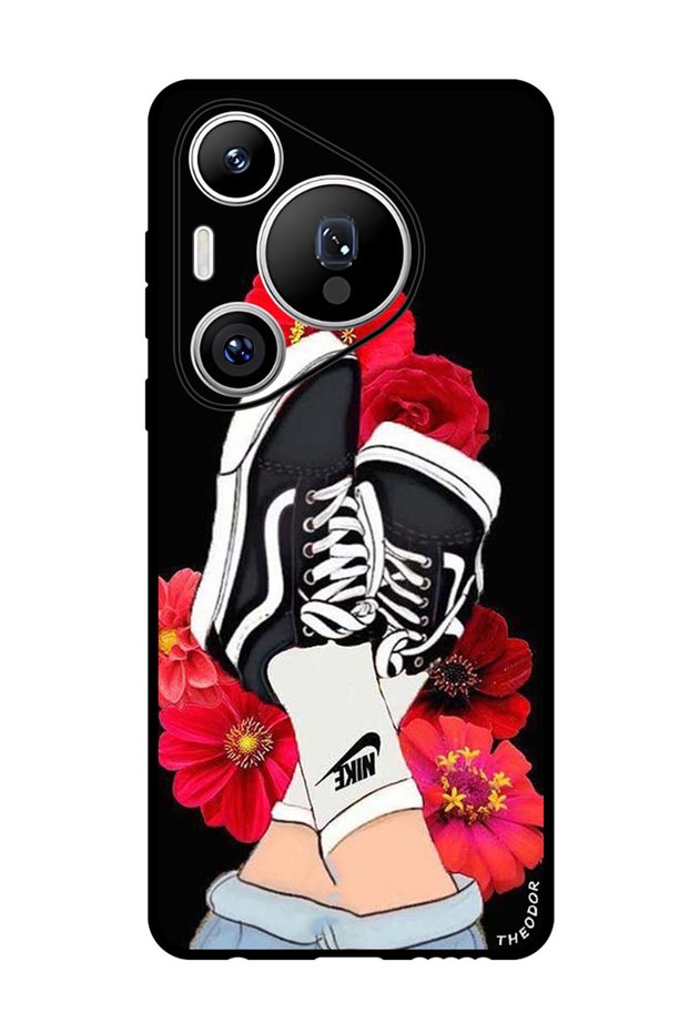 Protective Case Anti Scratch Shock Proof Bumper Cover For Huawei Pura 70 Pro Feet & Red Flower