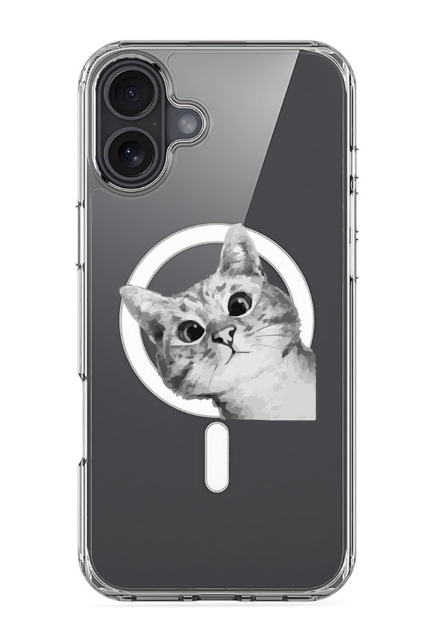 iPhone 16 Magsafe Case Compatible with, Shockproof Phone Bumper Cover - Cat Peep