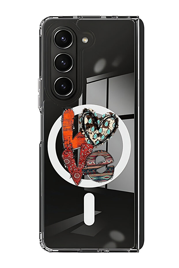 Case for Samsung Galaxy Z Fold 5 Compatible with MagSafe, Shockproof Phone Bumper Cover Love 2