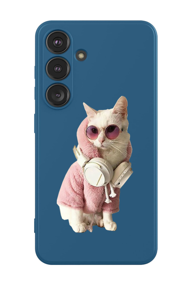 Protective Liquid Silicone Shockproof Case For Samsung Galaxy S24 Plus (Blue) Cat