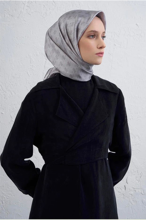 Monogram Desenli Saf İpek Twill Eşarp 9412D 87 - 1