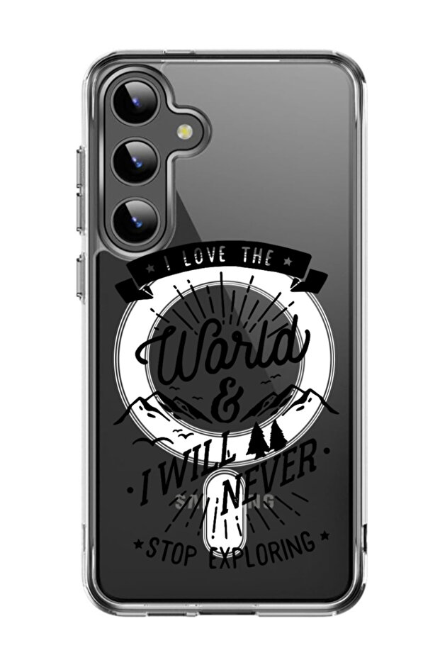 Case for Samsung Galaxy S24 Plus Compatible with MagSafe, Shockproof Bumper Cover I love the world