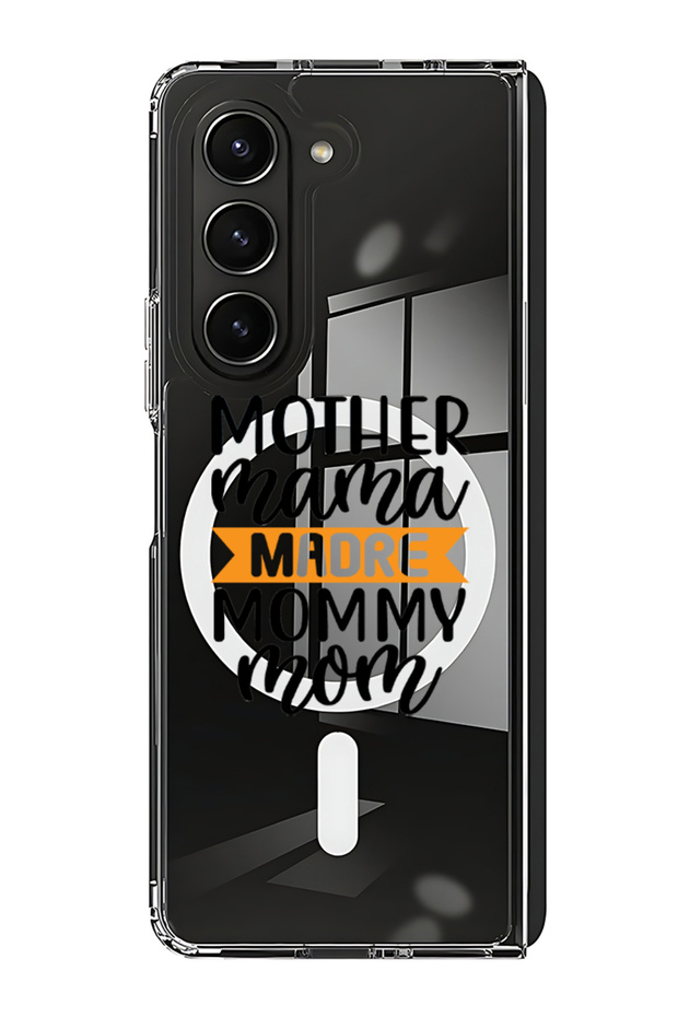 Case for Samsung Galaxy Z Fold 5 Compatible with MagSafe, Shockproof Bumper Case mother mama Black