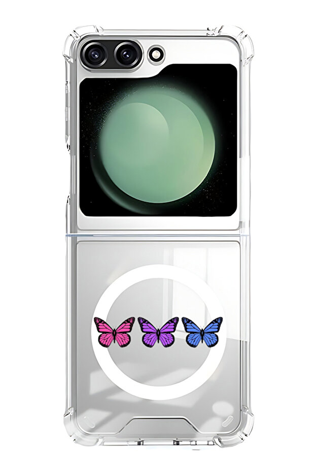 Case for Samsung Galaxy Z Flip 5 Compatible with MagSafe, Shockproof Phone Bumper Cover Butterflies