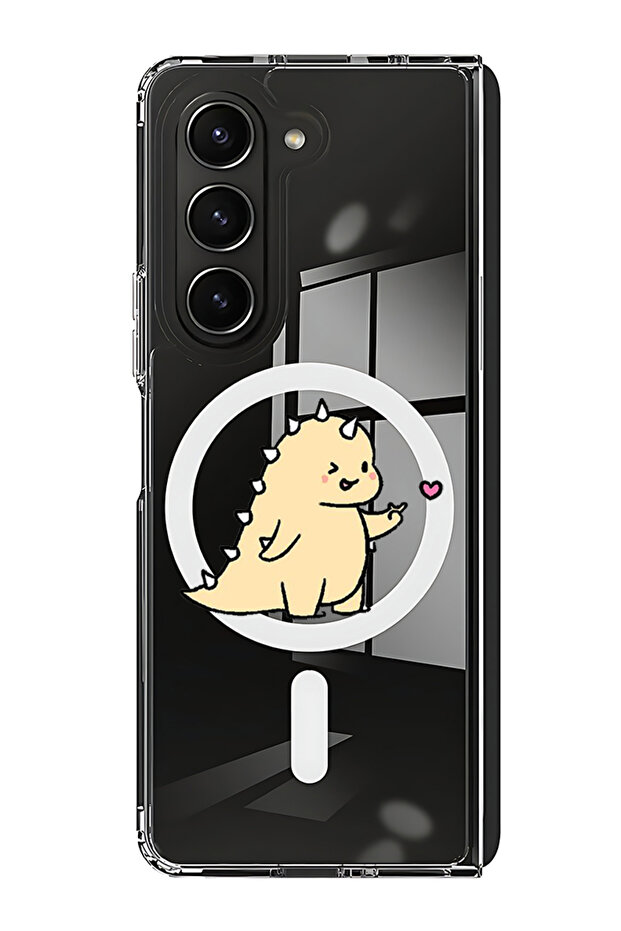 Case for Samsung Galaxy Z Fold 5 Compatible with MagSafe, Shockproof Phone Bumper Cover Dino love