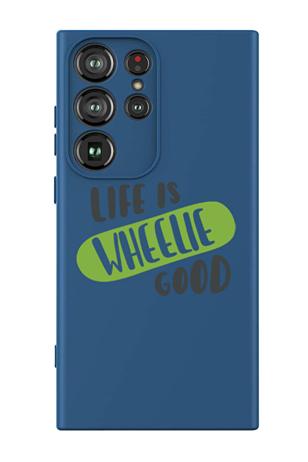 Protective Liquid Silicone Case For Samsung Galaxy S24 Ultra (Blue) - Life is wheelie good black