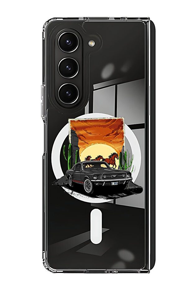 Case for Samsung Galaxy Z Fold 6 Compatible with MagSafe, Shockproof Phone Bumper Cover Car horse