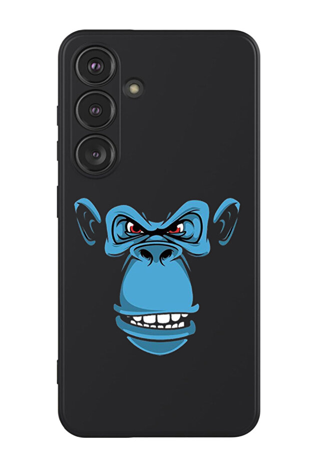 Protective Liquid Silicone Shockproof Case For Samsung Galaxy S24 Plus (Black) - Blue monkey face