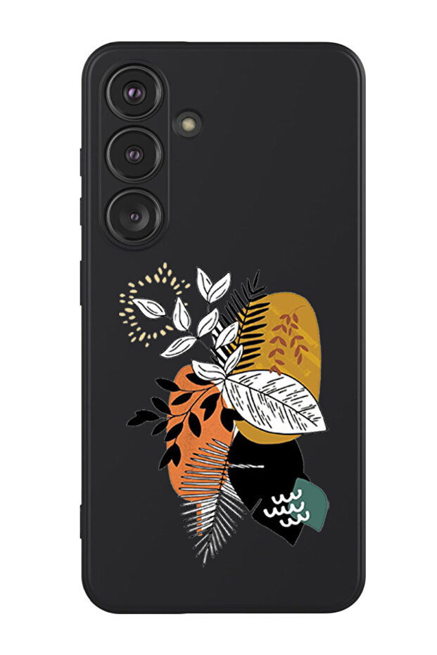 Protective Liquid Silicone Shockproof Case For Samsung Galaxy S24 Plus (Black) - leaves