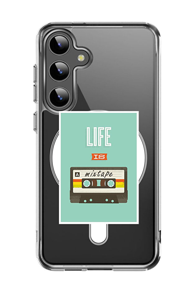 Case for Samsung Galaxy S24 Plus Compatible with MagSafe, Shockproof Cover Life is a Mixtape
