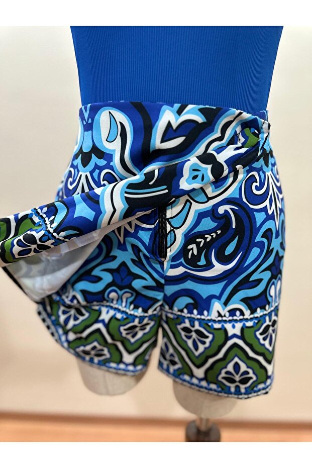 etnik desenli şort etek - 2