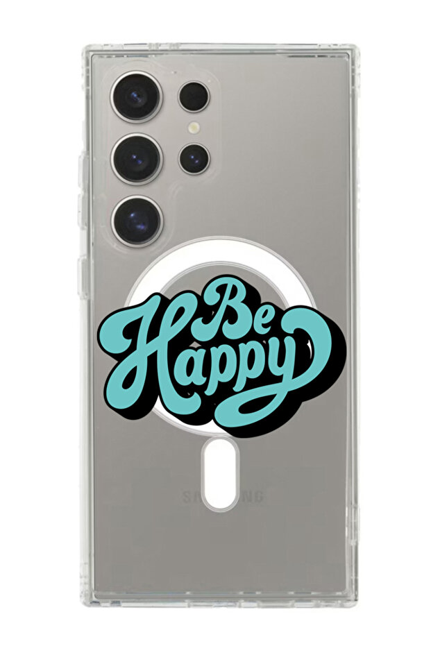 Case for Samsung Galaxy S24 Ultra Compatible with MagSafe, Shockproof Bumper Cover Be Happy