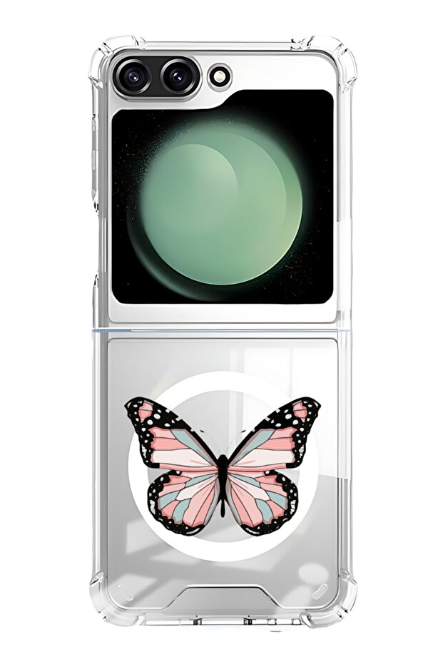 Case for Samsung Galaxy Z Flip 5 Compatible with MagSafe, Shockproof Phone Bumper Cover Butterfly