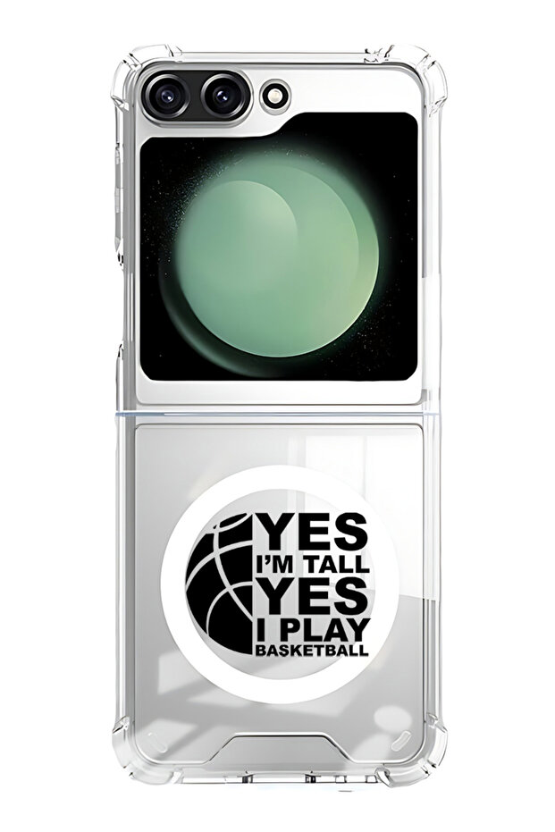 Case for Samsung Galaxy Z Flip 5 Compatible with MagSafe, Shockproof Bumper Case Basketball black