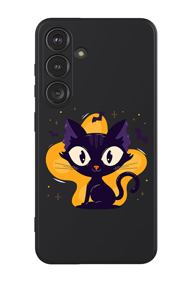 Protective Liquid Silicone Shockproof Case For Samsung Galaxy S24 Plus (Black) Cat Halloween
