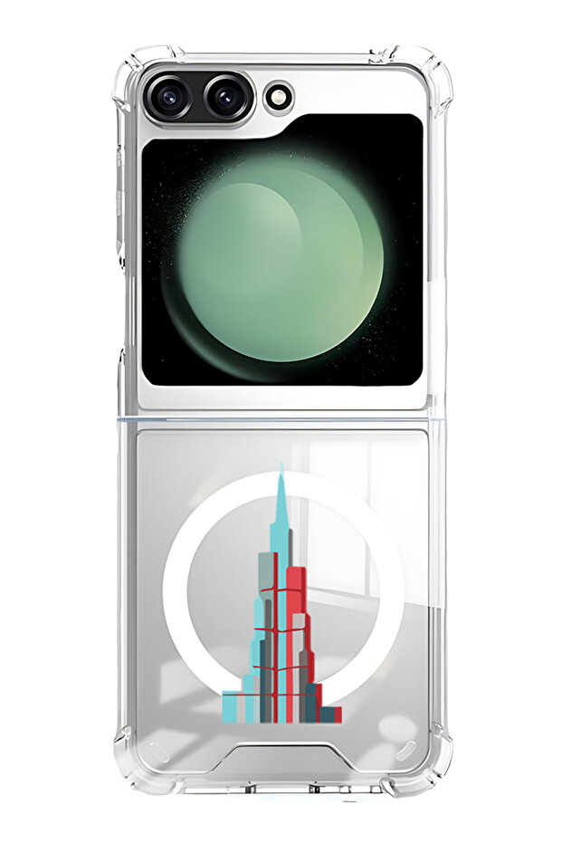 Case for Samsung Galaxy Z Flip 5 Compatible with MagSafe, Shockproof Phone Bumper Cover Burj Khalifa