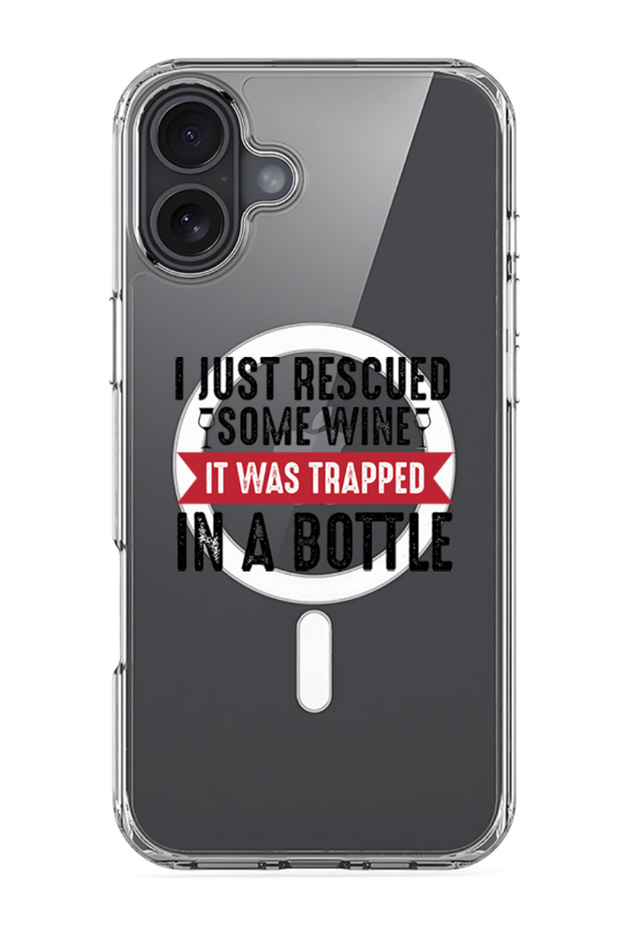 iPhone 16 Plus Magsafe Case for iPhone Shockproof Phone Bumper Cover - Wine trapped in bottle black