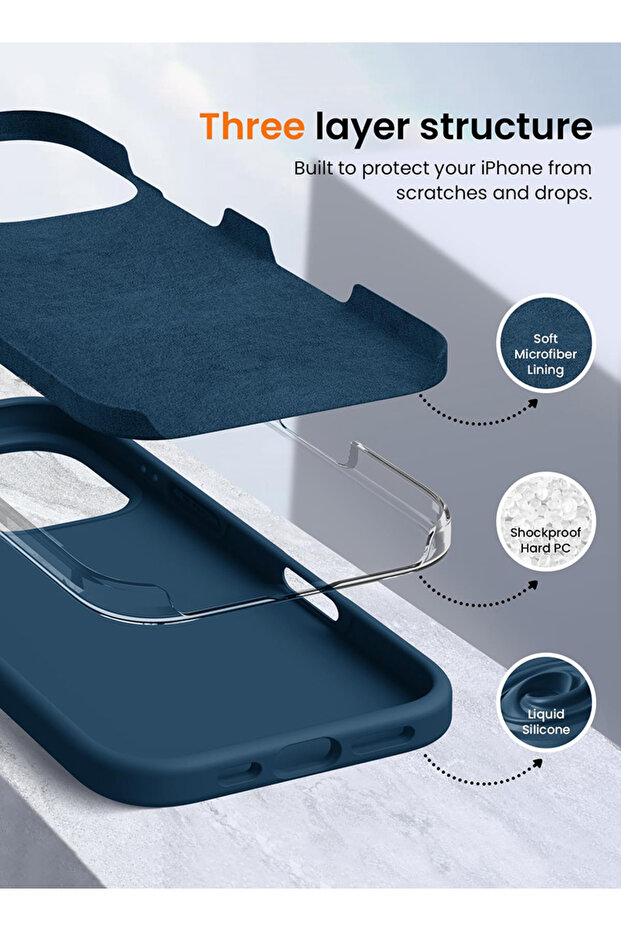 غطاء حماية سيليكون سائل مقاوم للصدمات لجهاز iPhone 16 Pro Max أزرق - Einstein - 4