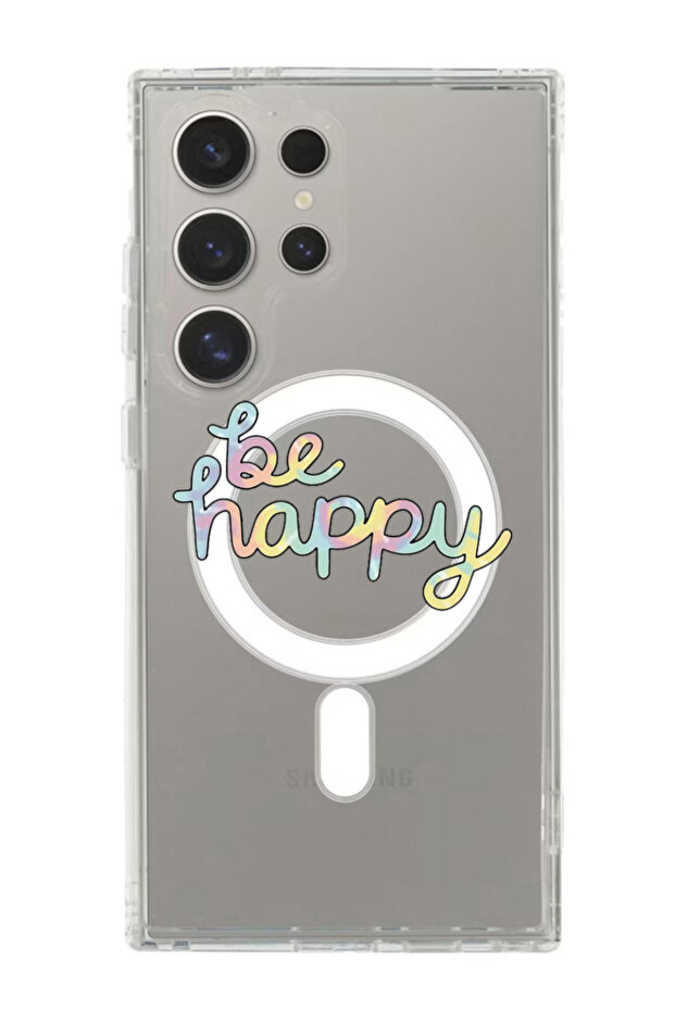 Case for Samsung Galaxy S24 Ultra Compatible with MagSafe, Shockproof Bumper Cover Be happy