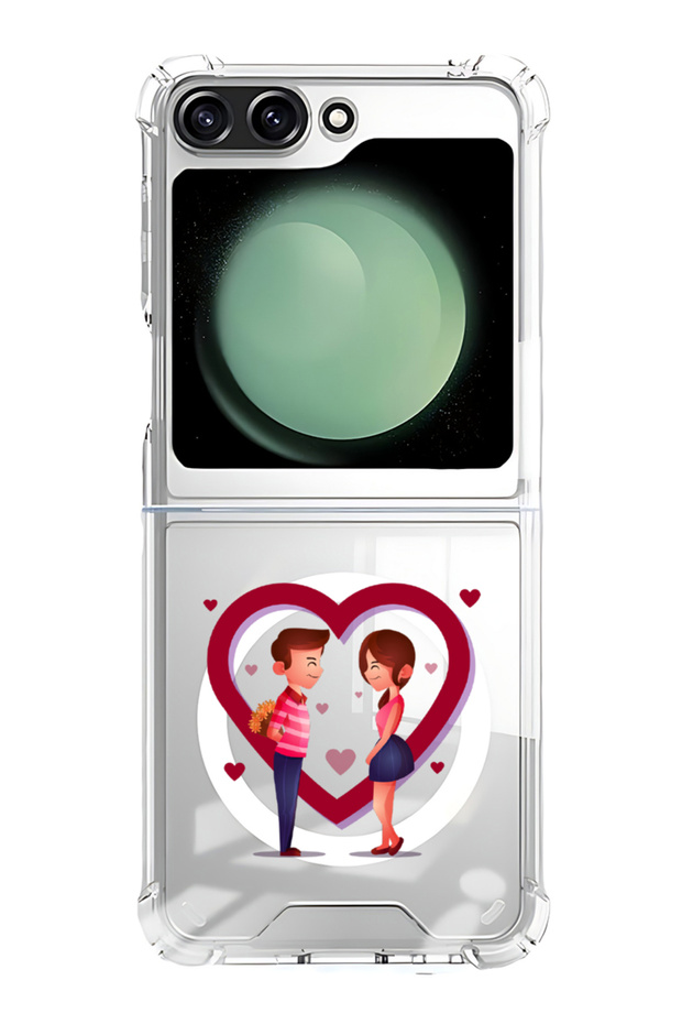 Case for Samsung Galaxy Z Flip 5 Compatible with MagSafe, Shockproof Phone Bumper Cover Lovers