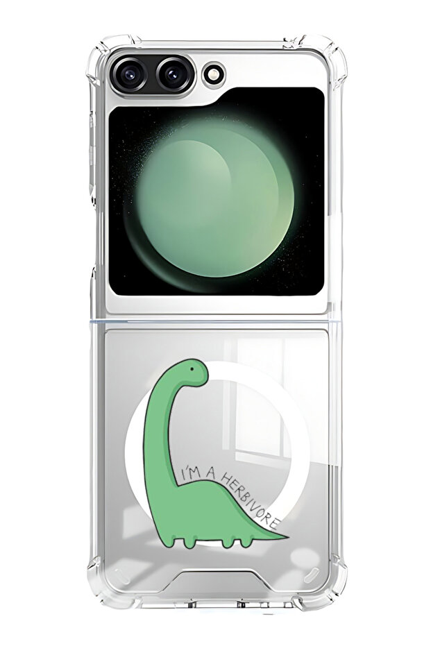 Case for Samsung Galaxy Z Flip 5 Compatible with MagSafe, Shockproof Phone Bumper Cover Dino
