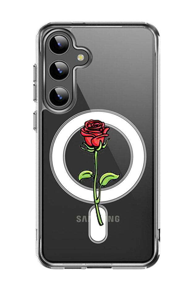 Case for Samsung Galaxy S24 6.2-inch Compatible with MagSafe, Shockproof Phone Bumper Cover Rose