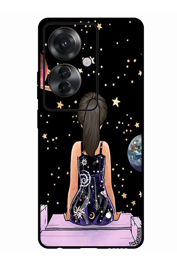 Protective Case Anti Scratch Shock Proof Bumper Cover For Oppo Reno 11F Girl Watching Star