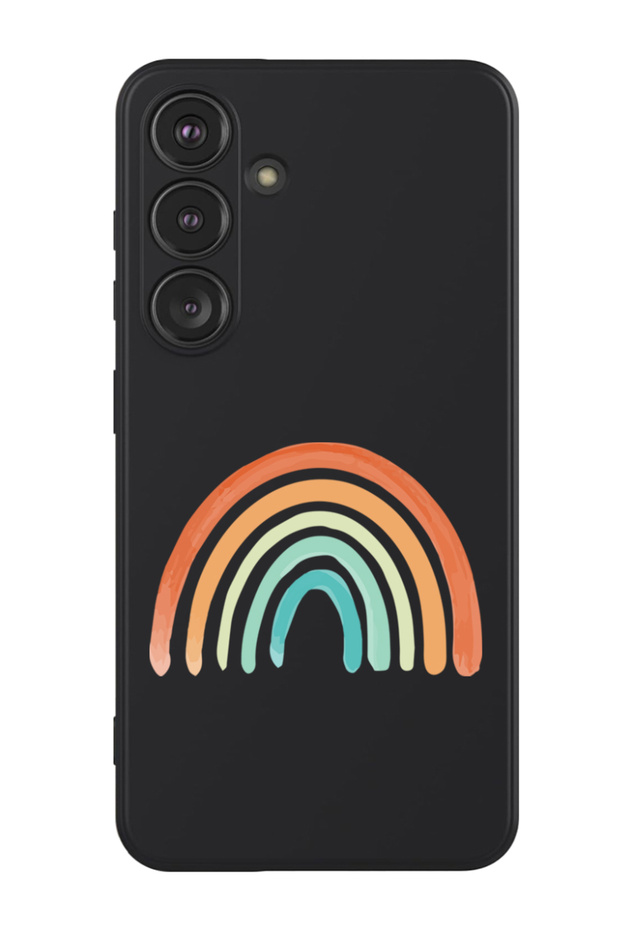 Protective Liquid Silicone Shockproof Case For Samsung Galaxy S24 Plus (Black) - Rainbow