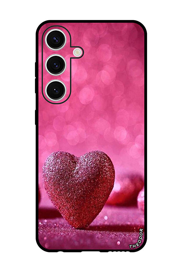 Protective Case For Samsung Galaxy S24 Plus Dark Pink Gliter Heart