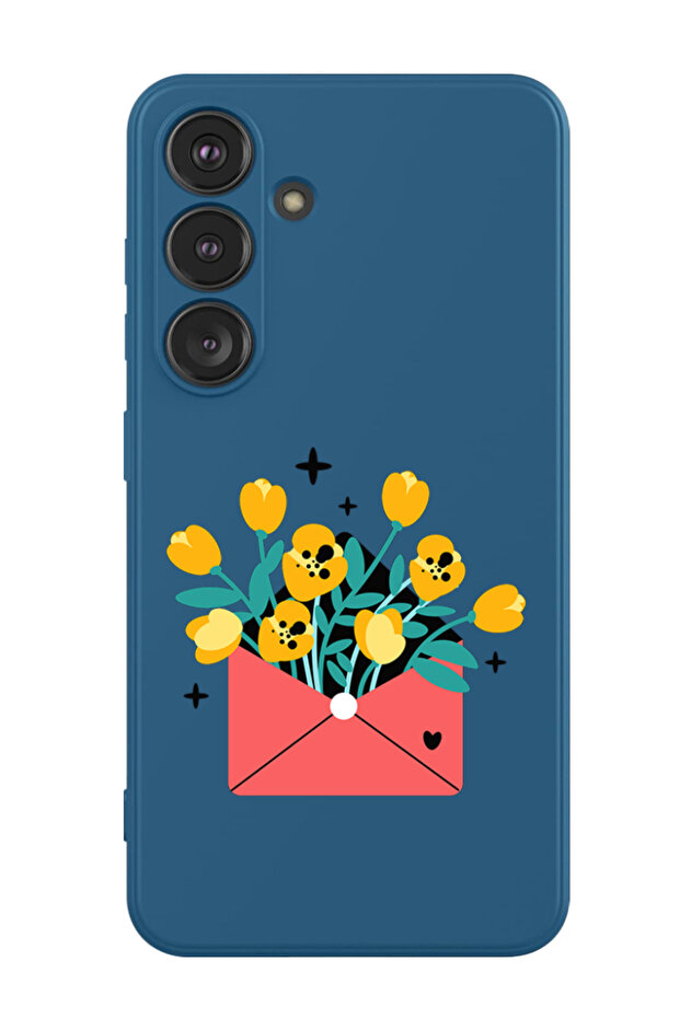 Protective Liquid Silicone Shockproof Case For Samsung Galaxy S24 Plus (Blue) - flowers in envelope