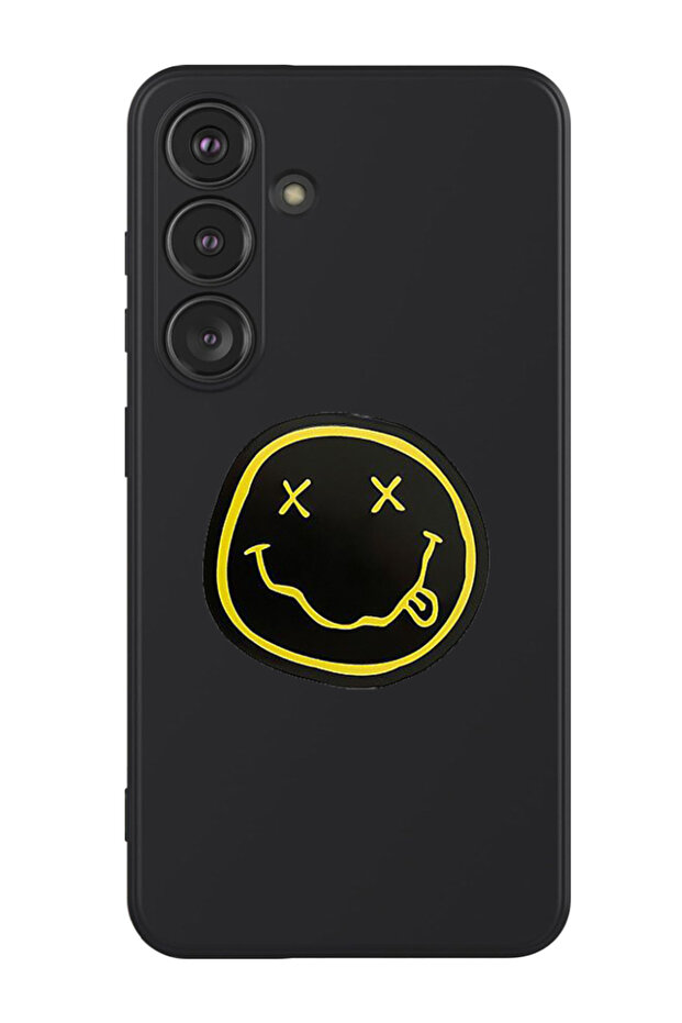 Protective Liquid Silicone Shockproof Case For Samsung Galaxy S24 Plus (Black) - Smiley (2)