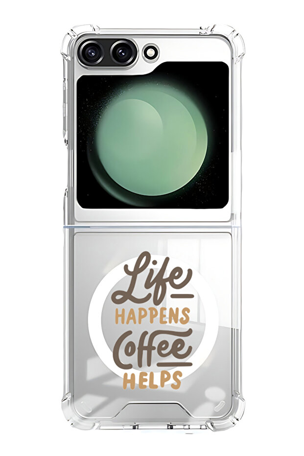 Case for Samsung Galaxy Z Flip 5 Compatible with MagSafe, Shockproof Bumper Case life-happens-coffee