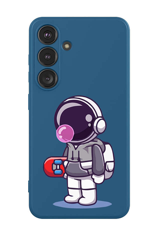 Protective Liquid Silicone Shockproof Case For Samsung Galaxy S24 Plus (Blue) - Astronaut holding