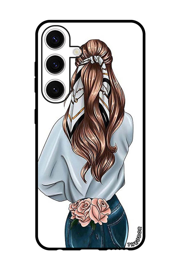 Protective Case Anti Scratch Shock Proof Bumper Cover For Samsung Galaxy S24 Plus Pink Rose Girl