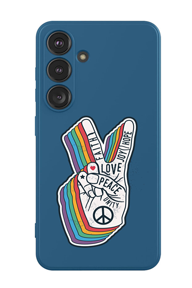 Protective Liquid Silicone Shockproof Case For Samsung Galaxy S24 Plus (Blue) - Peace symbol