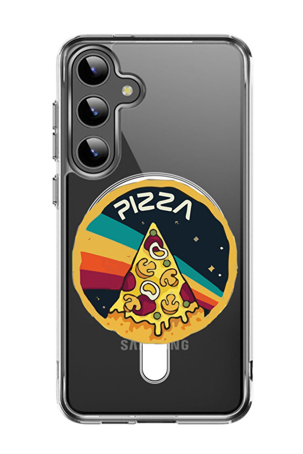 Case for Samsung Galaxy S24 6.2-inch Compatible with MagSafe, Shockproof Phone Bumper Cover Pizza