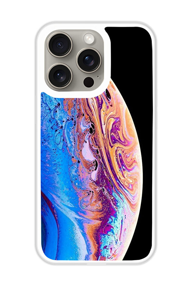 Protective Case Cover For APPLE IPHONE 15 Pro Max Earth wallpaper (White Bumper)